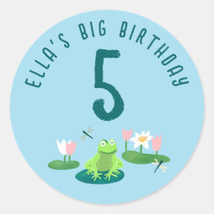 Sticker Rond Grenouilles et nénuphars Cute Anniversaire Enfants