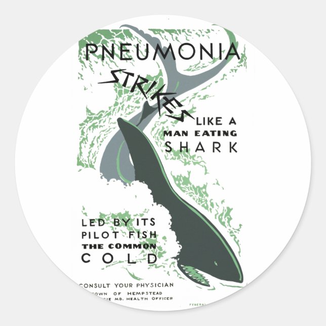 Sticker Rond Grèves de pneumonie (Devant)