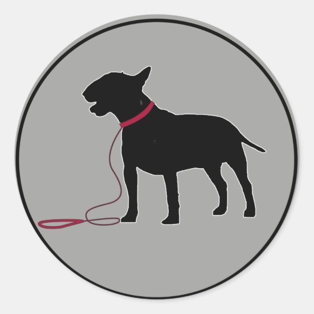 Sticker Rond Grey Bull Terrier (Devant)