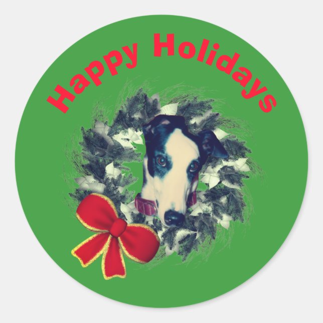 Sticker Rond Greyhath Wreath Noël (Devant)