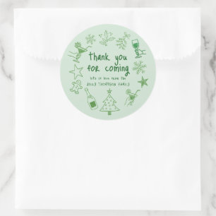 Sticker Rond Gribouillages Paillettes Vertes Merci