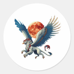 Sticker Rond Griffin et Lune