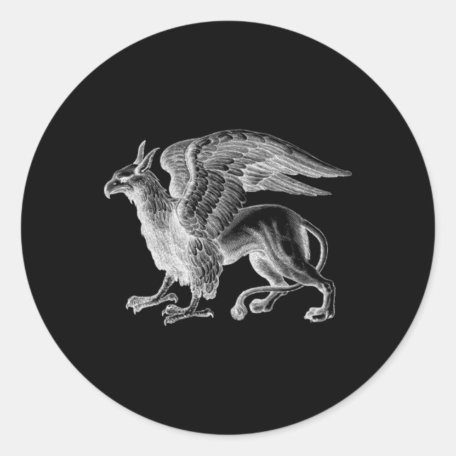 Sticker Rond Griffin Griffin Mythologique Créature Oiseau Lion  (Devant)