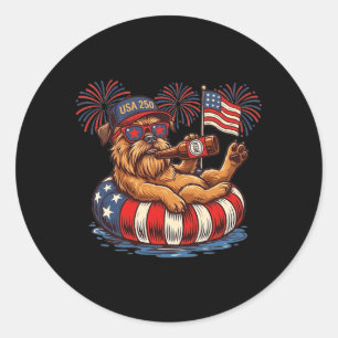 Sticker Rond Griffon de Bruxelles chien 250e patriotique d'Amér