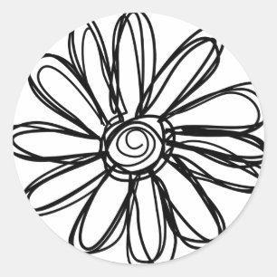 Sticker Rond Griffonnage de fleur
