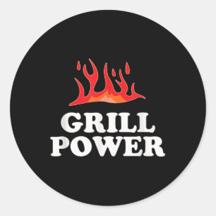 Sticker Rond Grill Power - Drôle Barbeque Bbq Slogan Dit
