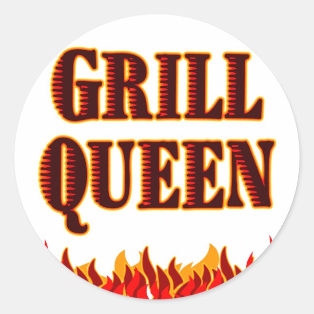 Sticker Rond Grill Queen Funny BBQ Dit (Devant)