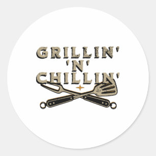 Sticker Rond Grillades Et Fumeurs Grillin n'C