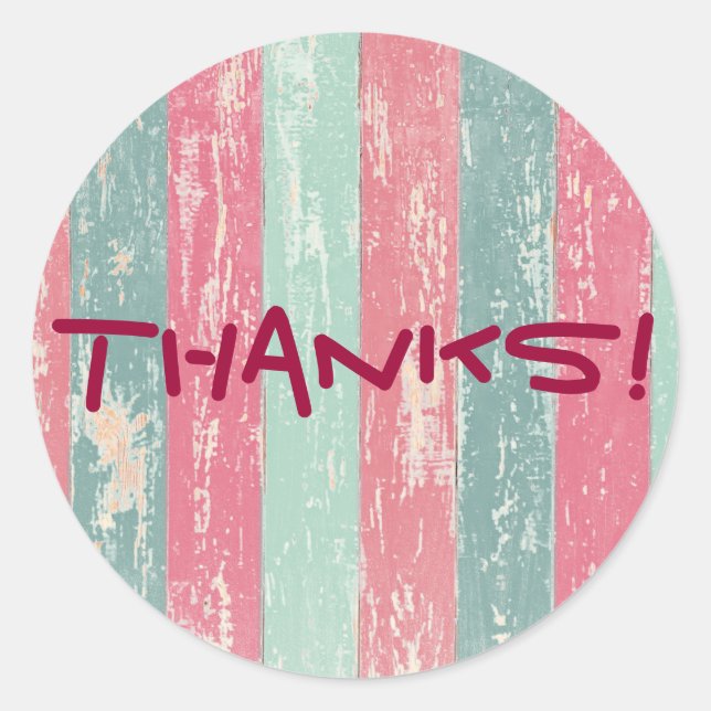 Sticker Rond Grille en bois rustique Merci (Devant)