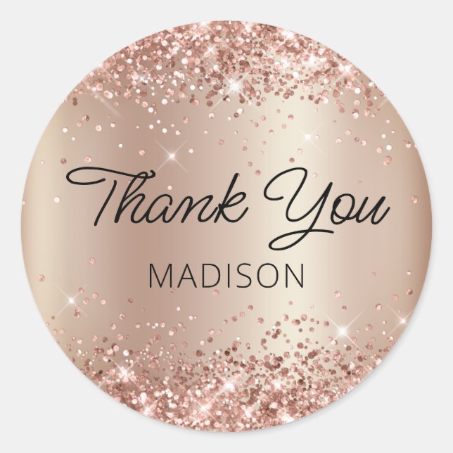 Sticker Rond Grille Pastel Bronze Shimmer Ombre Merci (Devant)
