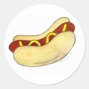 Sticker Rond Grillé Restauration rapide Hot Dog Mustard Relish