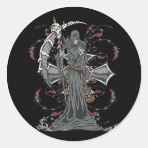 Sticker Rond Grim Reaper Attend