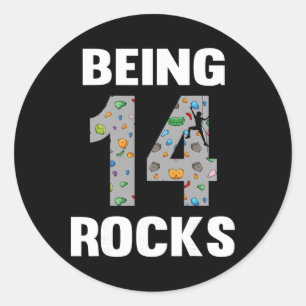 Sticker Rond Grimpeur de 14 ans Anniversaire 14e grimpeur Bei
