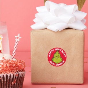 Sticker Rond Grinch Classique Joyeux Anniversaire