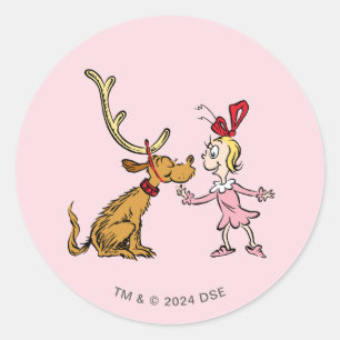 Sticker Rond Grinch   Max & Cindy Lou Who