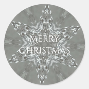 Sticker Rond Gris argenté d'antiquité d'étoile de Joyeux No