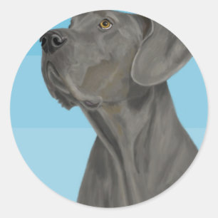 Sticker Rond Gris Belle Grande Danse sur Bleu