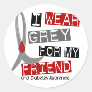 Sticker Rond Gris d'usage du diabète I pour mon ami 43
