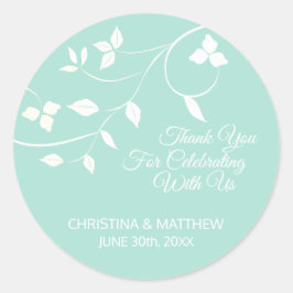 Sticker Rond Gris, Gris Mint Vert Pastel Merci Mariage