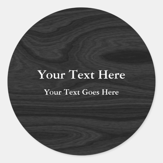 Sticker Rond Gris Noir Plain Élégant Moderne AJOUT TEXTE (Devant)