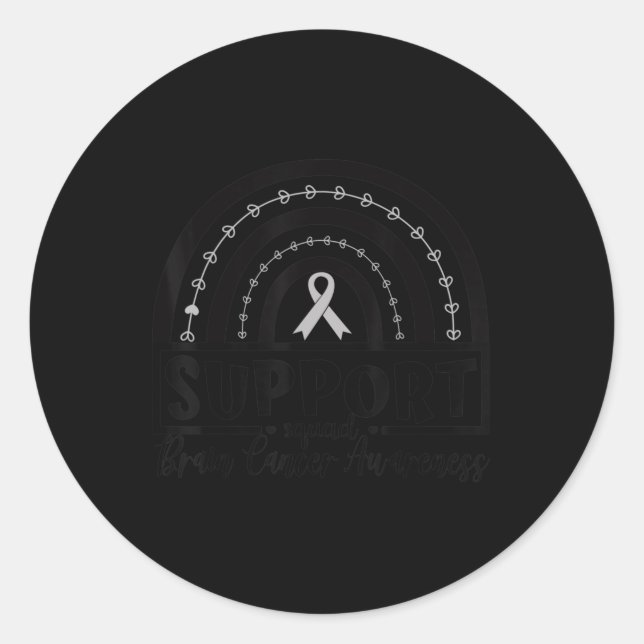 Sticker Rond Gris Ruban Cerveau Mois de sensibilisation au canc (Devant)
