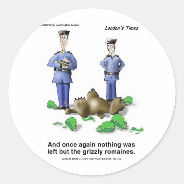 Sticker Rond Grizzly Romaines Ours/Lettuce Dons de caricature e (Devant)