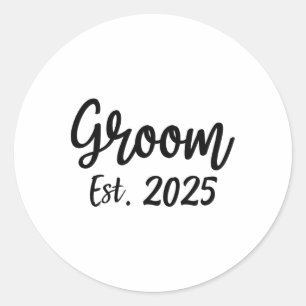 Sticker Rond Groom Est. Groupe d'engagement Mariage masculin 20