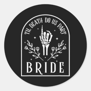 Sticker Rond Groom Skeleton Gothique Halloween Fiançailles Mari