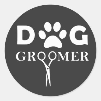 Sticker Rond Grooming Chien Groomer Hommes Femmes Hommes Groome