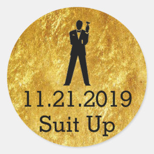 Sticker Rond Groomsmen Invitation Phoques d'or