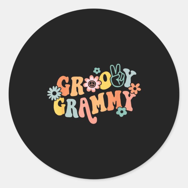 Sticker Rond Groovy Grammy One Thankful Grammy Valentines Day M (Devant)