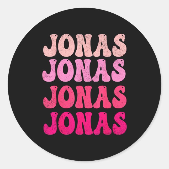 Sticker Rond Groovy Jonas First Name D I Love Jonas Tees Meme  (Devant)