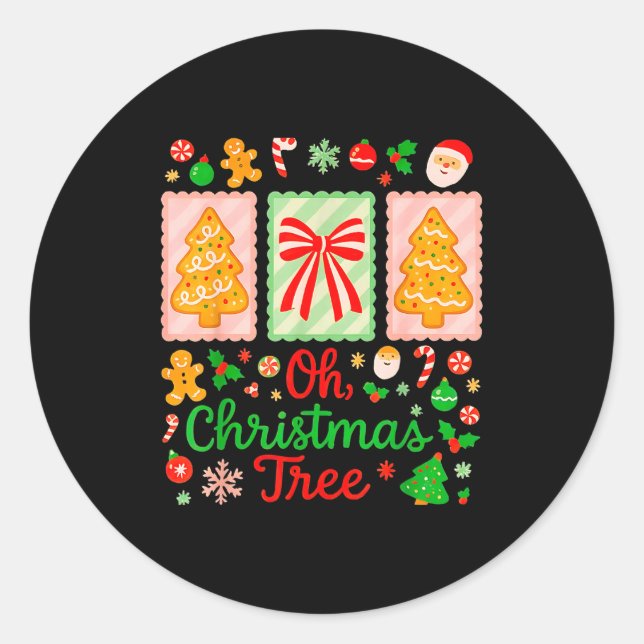 Sticker Rond Groovy Oh Christmas Tree Cakes Debbie Becky Jen Ca (Devant)