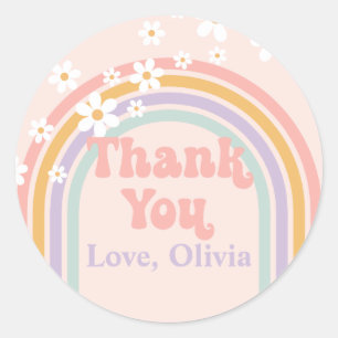 Sticker Rond Groovy Pastel arc-en-ciel Merci