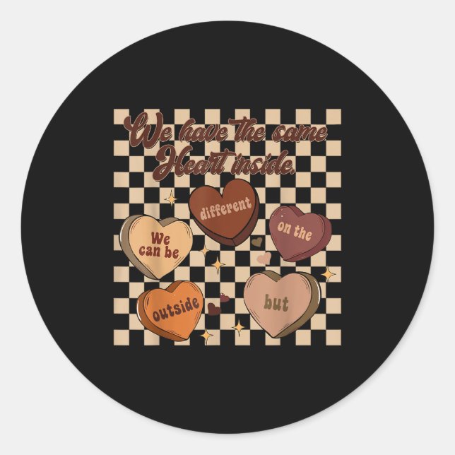 Sticker Rond Groovy same heart inside juneteenth black history (Devant)