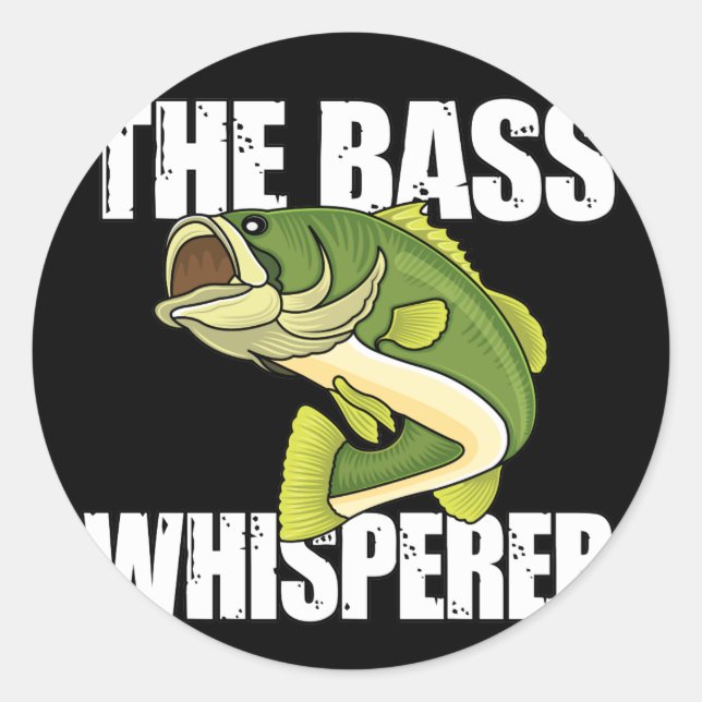 Sticker Rond Gros achigan Bouche Basse de pêche Whisperer (Devant)