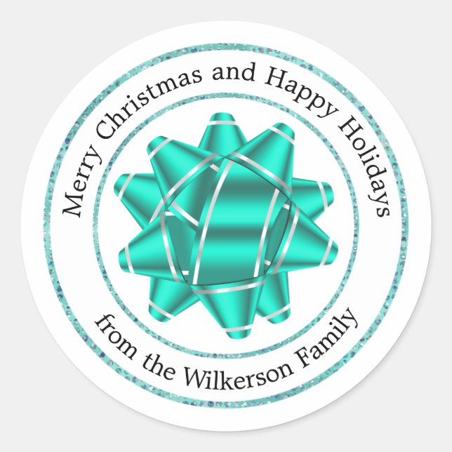 Sticker Rond Gros chausson Turquoise Parties scintillant boîte  (Devant)