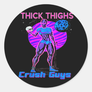 Sticker Rond Gros Coiffures Les Gars Broyeurs Poids Bodybuildin