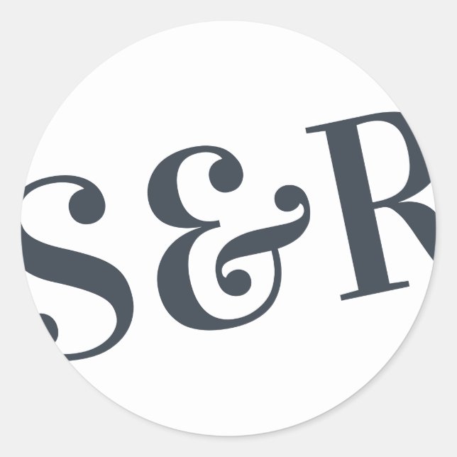 Sticker Rond Gros Monogramme Moderne Gras Simple Mariage (Devant)