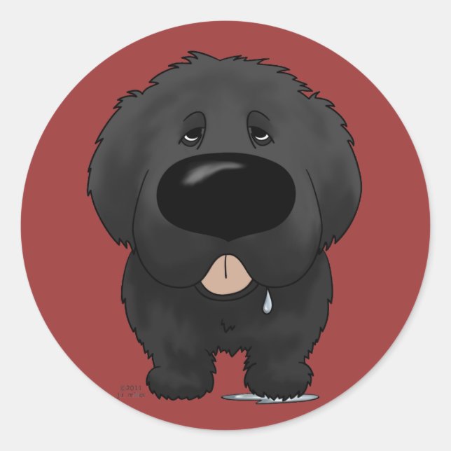 Sticker Rond Gros nez Terre-Neuve (Devant)