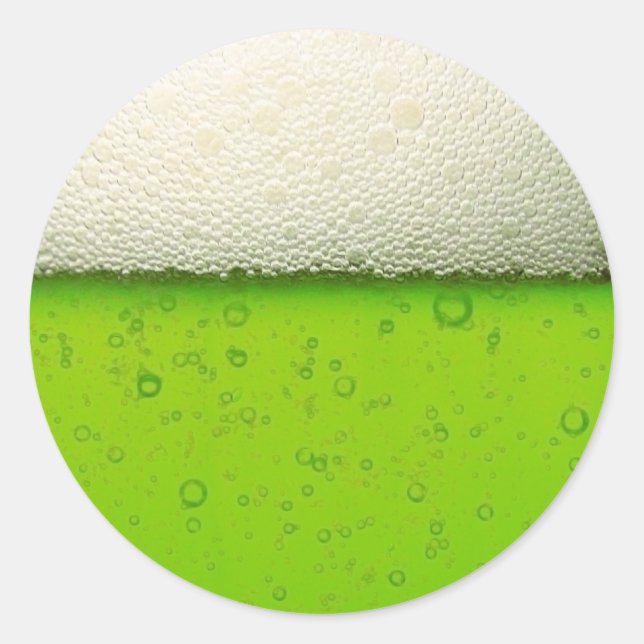 Sticker Rond Gros plan sur la bière verte (Devant)