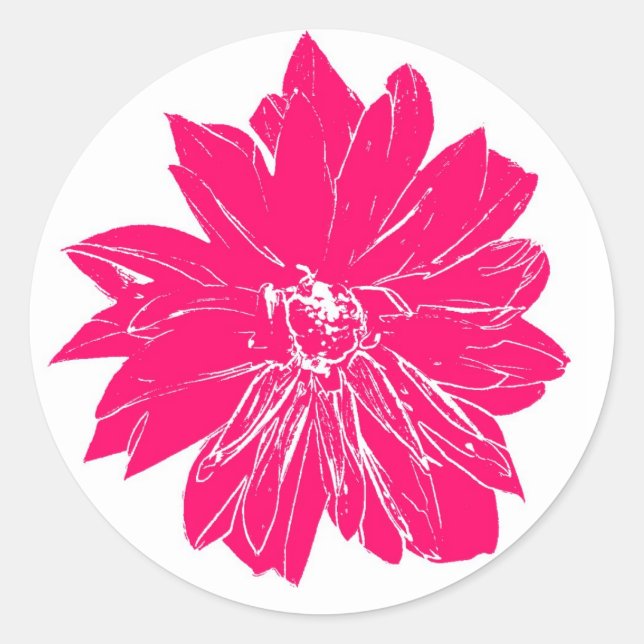 Sticker Rond Grosse fleur rose (Devant)