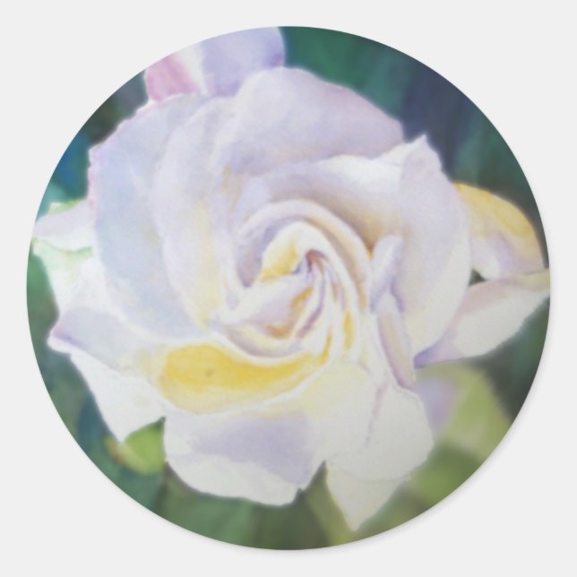 Sticker Rond Grosse Gardénie blanche crème (Devant)