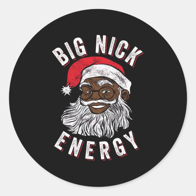 Sticker Rond grosse nick énergie african américain père Noël no (Devant)