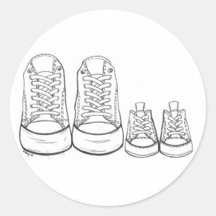 Sticker Rond Grosse Petite Chaussures Baskets Nouvelle Arrivée 
