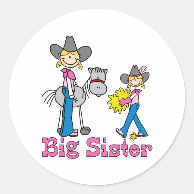 Sticker Rond Grosse soeur des filles à bâtons (Devant)