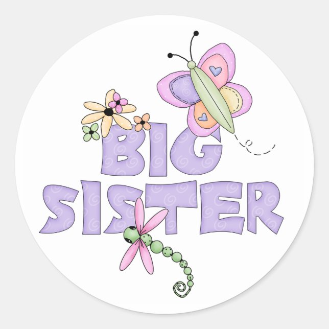 Sticker Rond Grosse soeur des mignons (Devant)