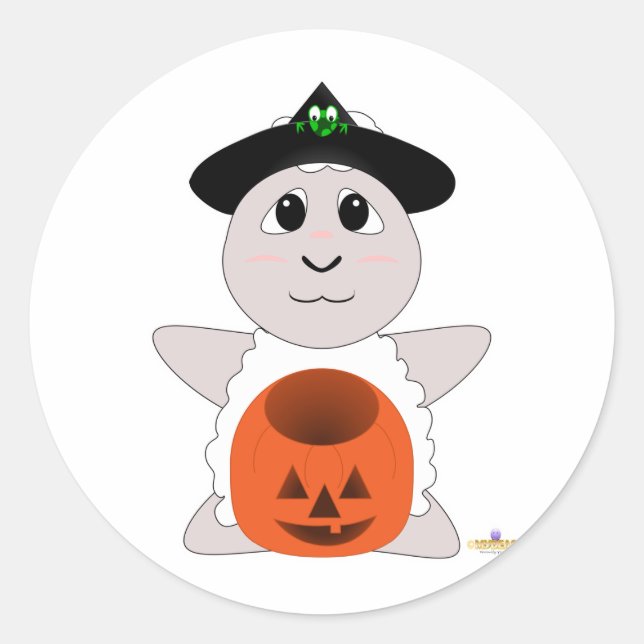 Sticker Rond Grosse Sorcière blanc mouton (Devant)