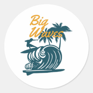 Sticker Rond Grosses vagues
