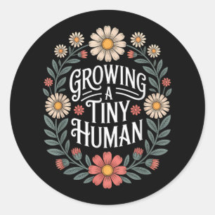 Sticker Rond Grossissant Un Petit Humain Nouveau Maman Papa Gro
